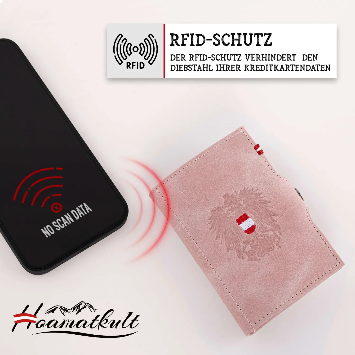 Österreich Adler Damen Geldtasche klein RFID Schutz #Farbe_Altrosa