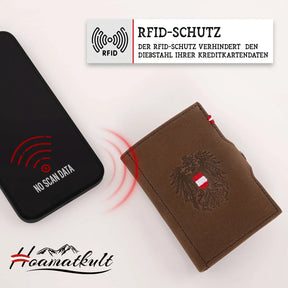 Adler Slim Wallet aus Echtleder mit Spiegel, Münzfach & RFID-Schutz