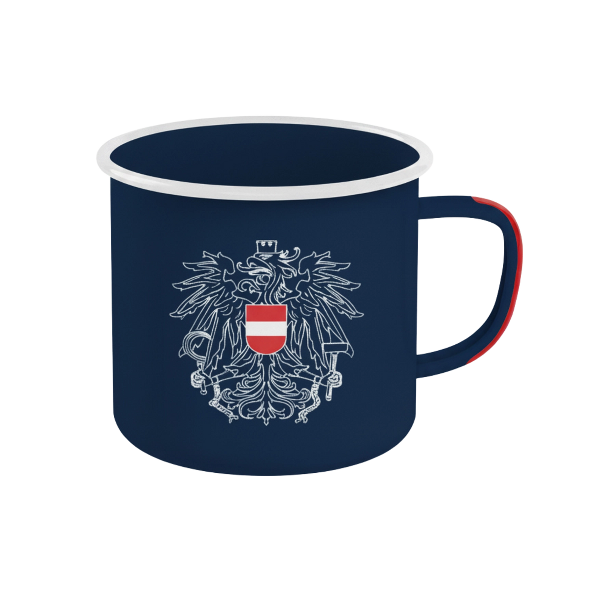 Österreich Adler Emaille Tasse dunkelblau