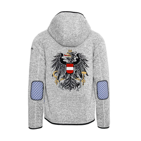 Österreich Trachten Kultjacke mit Kapuze - Karo Blau