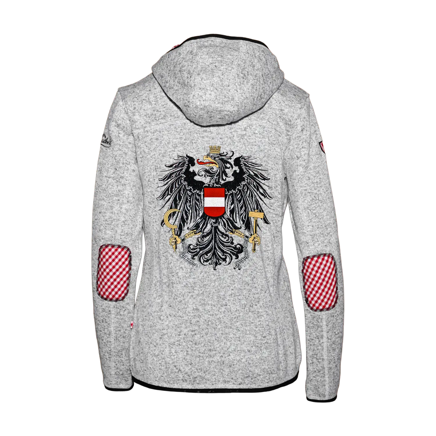 Österreich Trachten Kultjacke mit Kapuze - Karo Rot