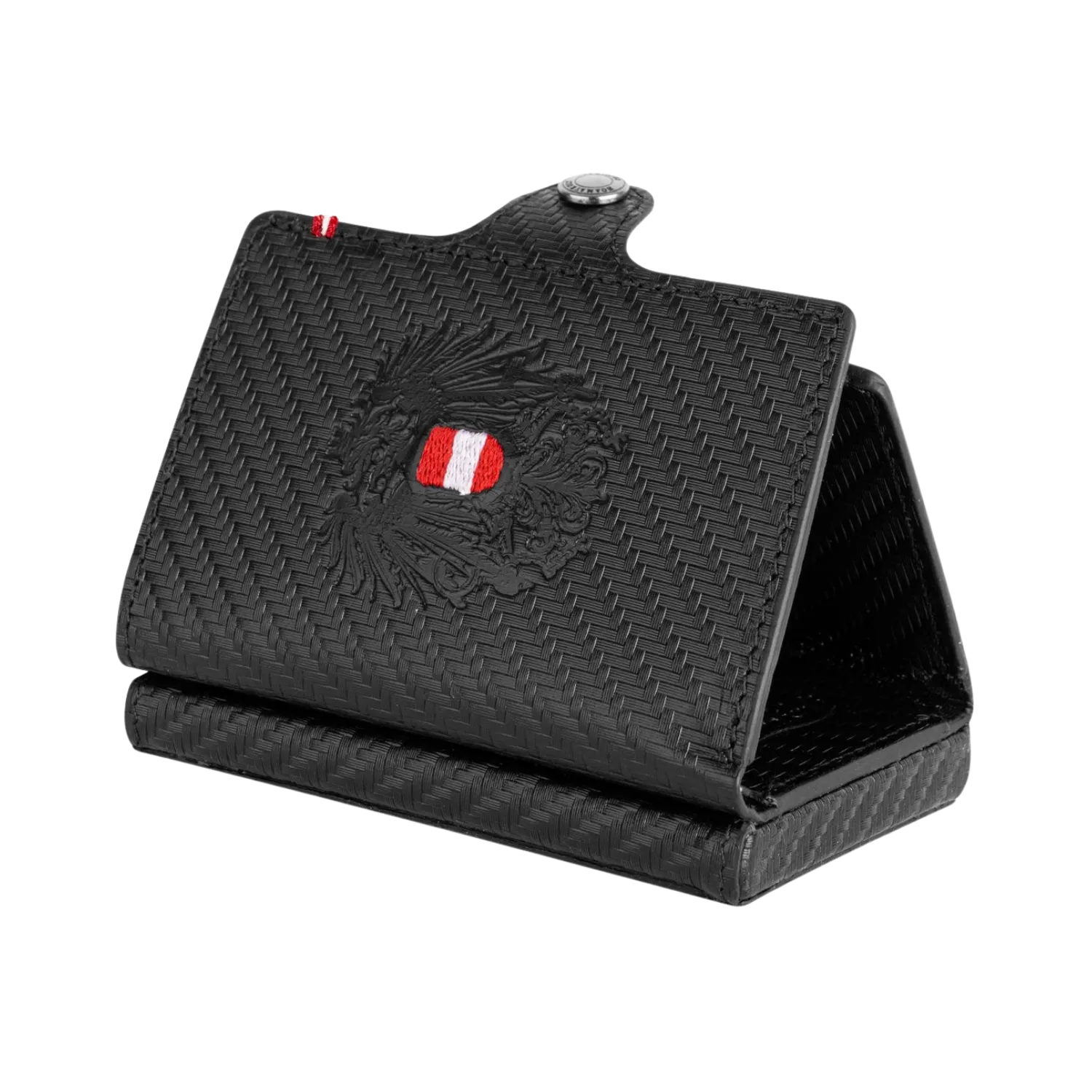 Adler Smart Wallet mit Karten-Pop-Up Funktion aus Echtleder - Carbon Schwarz