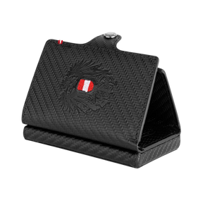 Adler Smart Wallet mit Karten-Pop-Up Funktion aus Echtleder - Carbon Schwarz