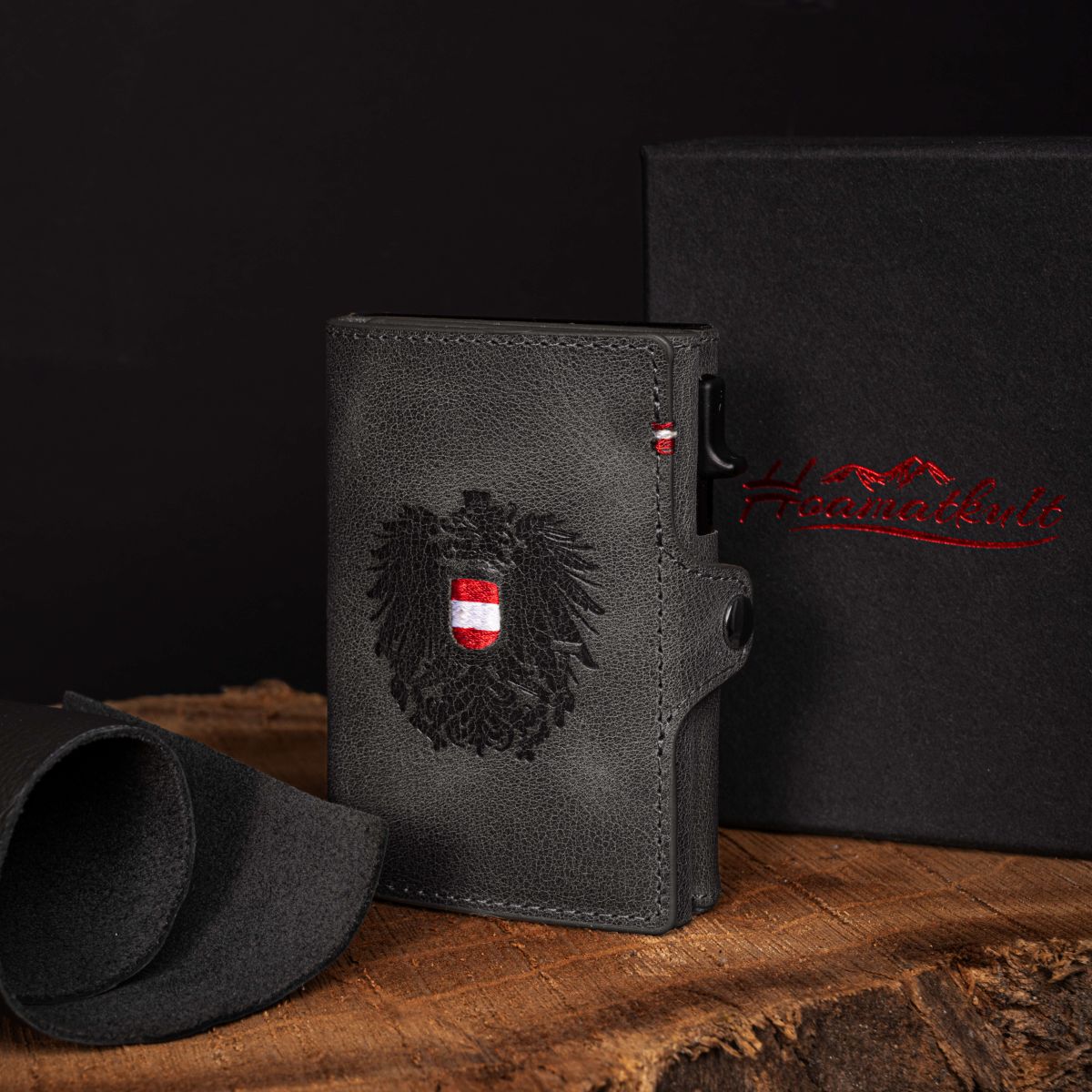 Österreich Adler Flip Wallet Schwarz #Farbe_Schwarz