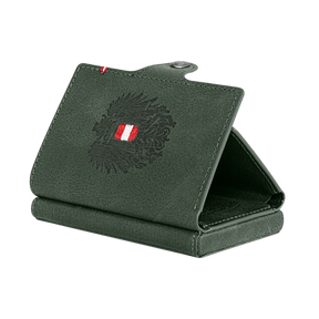 Adler Smart Wallet mit Karten-Pop-Up Funktion aus Echtleder - Dunkelgrün