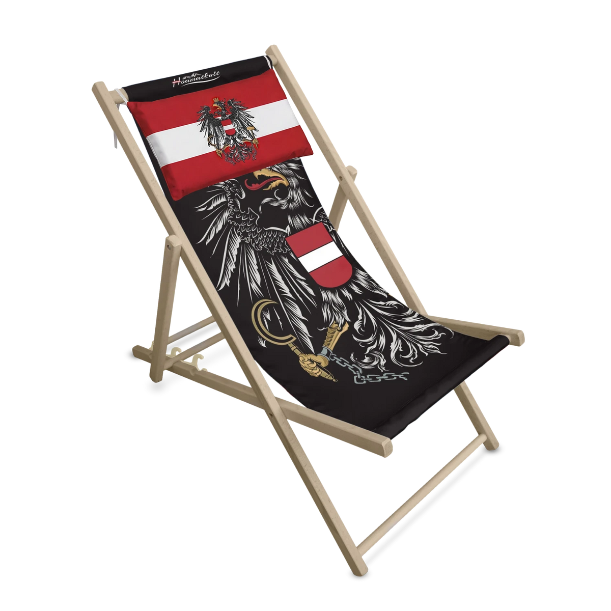 Österreich Adler Liegestuhl mit Kissen schwarz #Ausstattung_Mit Kissen