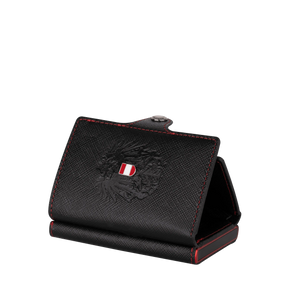 Adler Smart Wallet Trifold mit Karten-Pop-Up Funktion aus Echtleder - Saffiano Schwarz