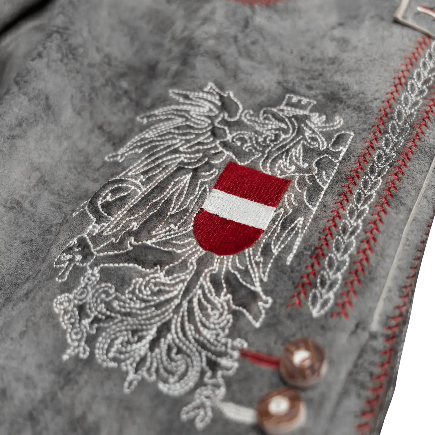 Kult Lederhose Österreich Adler - Vintage Grau