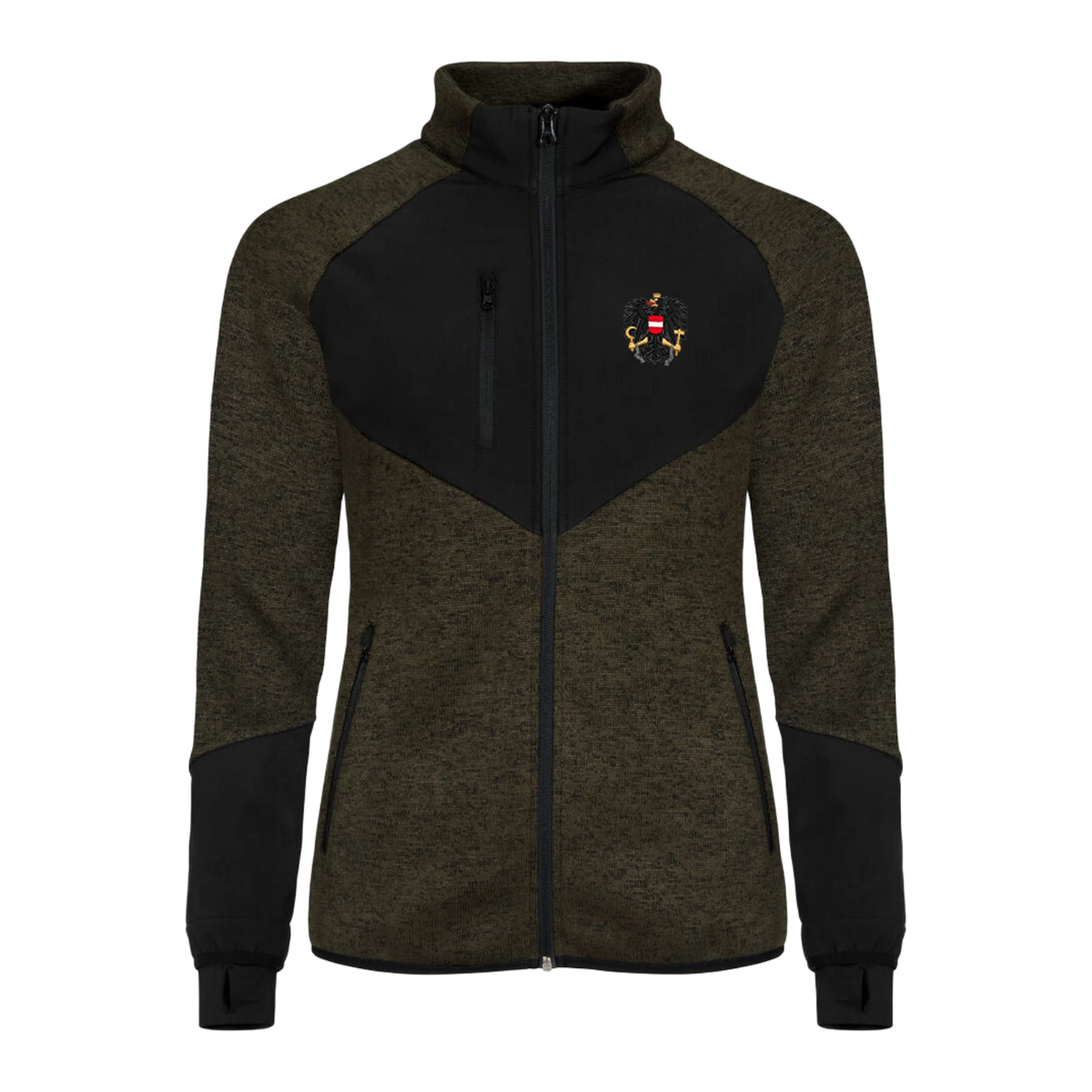Österreich Adler Strickfleece Jacke dunkelgrün #Farbe_Dunkelgrün