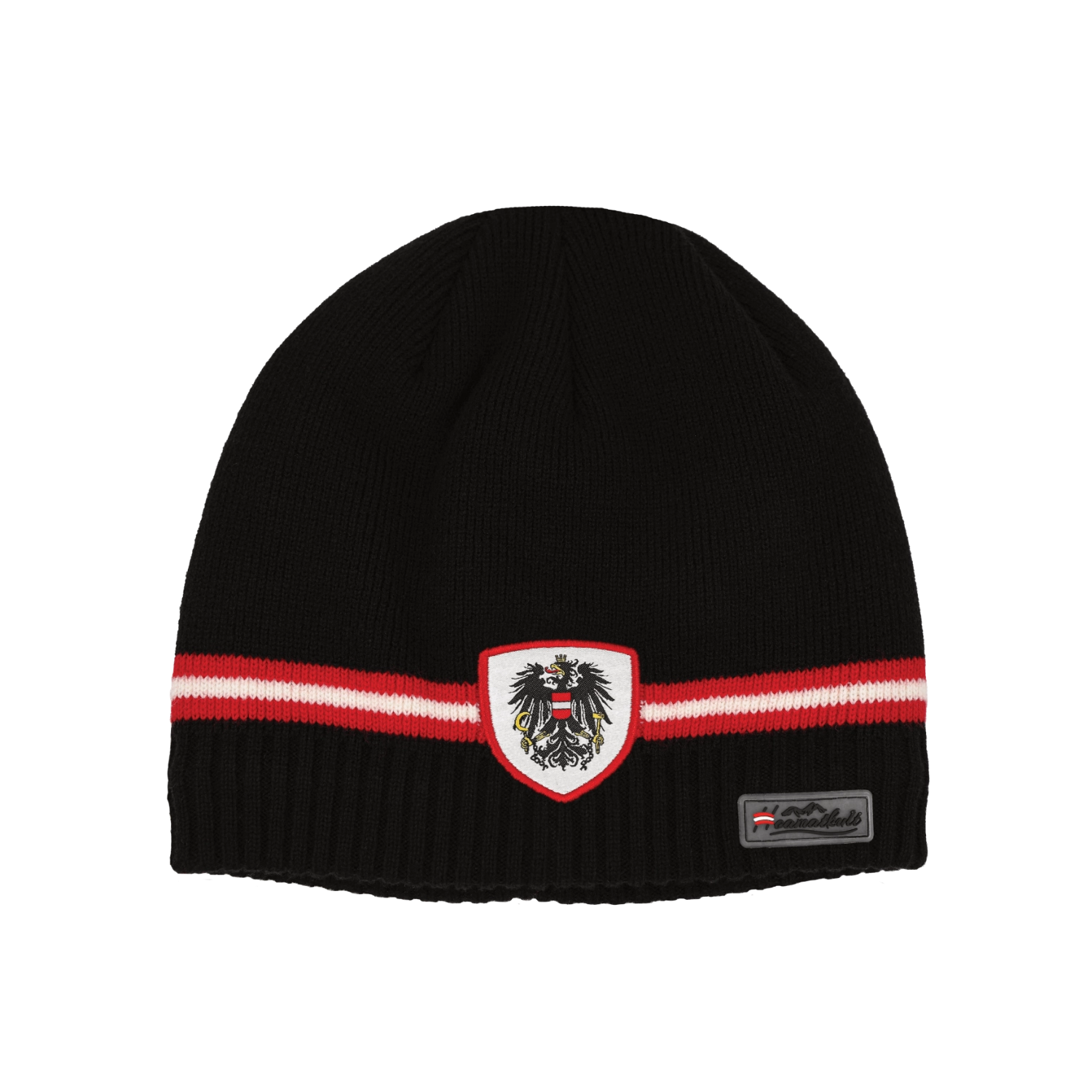 Österreich Adler Strickmütze aus Merinowolle #Farbe_Schwarz