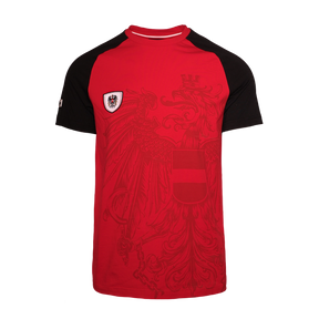 Österreich Adler Raglan T-Shirt Rot Schwarz Kontrast
