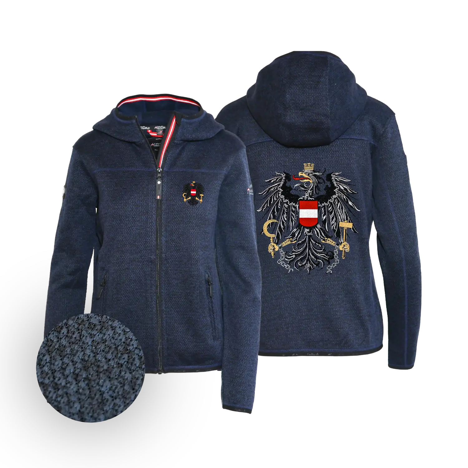 Österreich Kultjacke mit Kapuze - Strickoptik