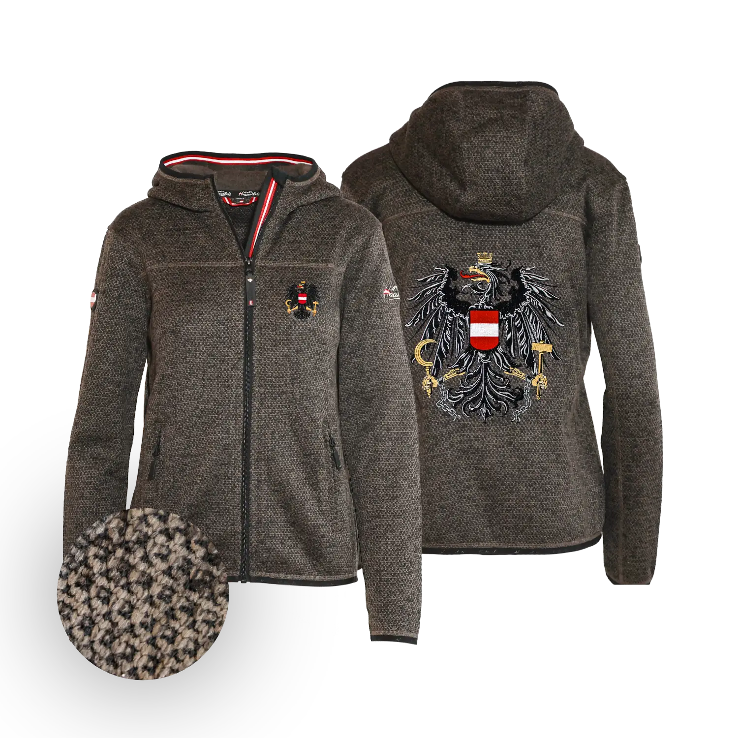Österreich Kultjacke mit Kapuze - Strickoptik