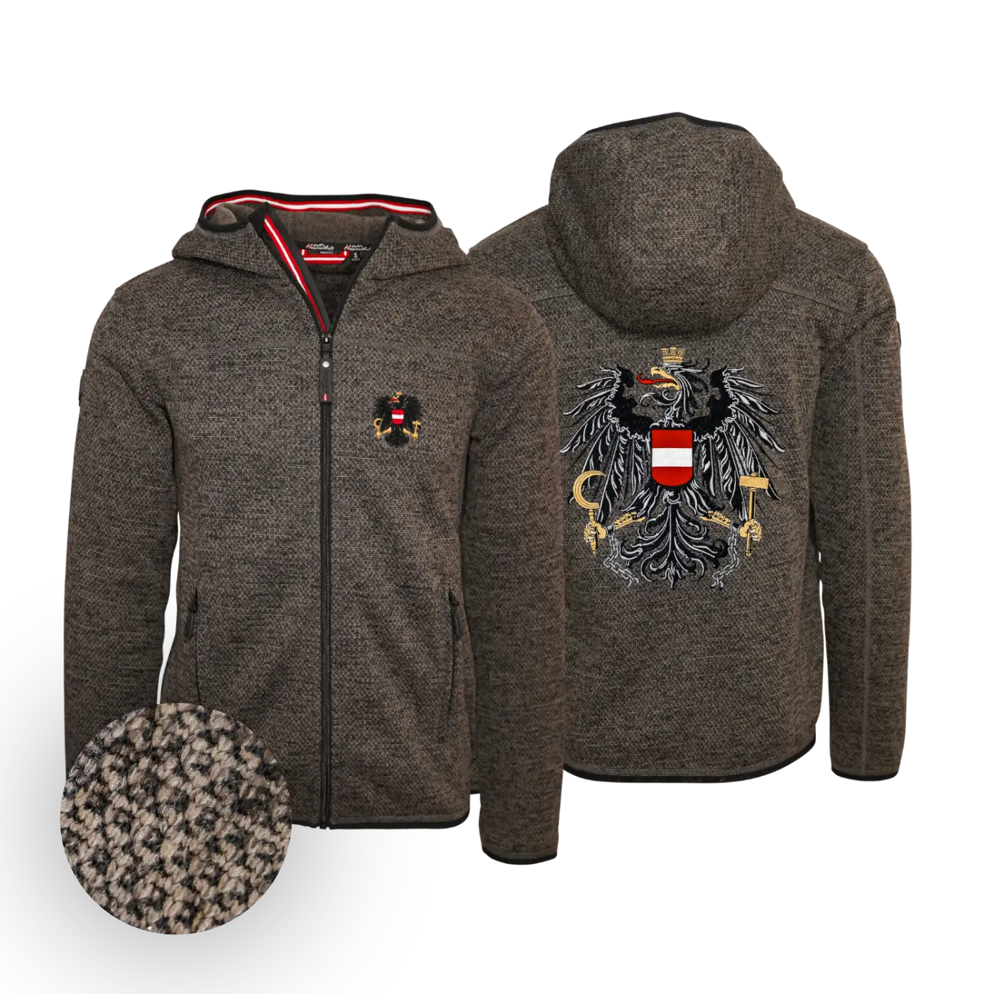 Österreich Kultjacke mit Kapuze - Strickoptik