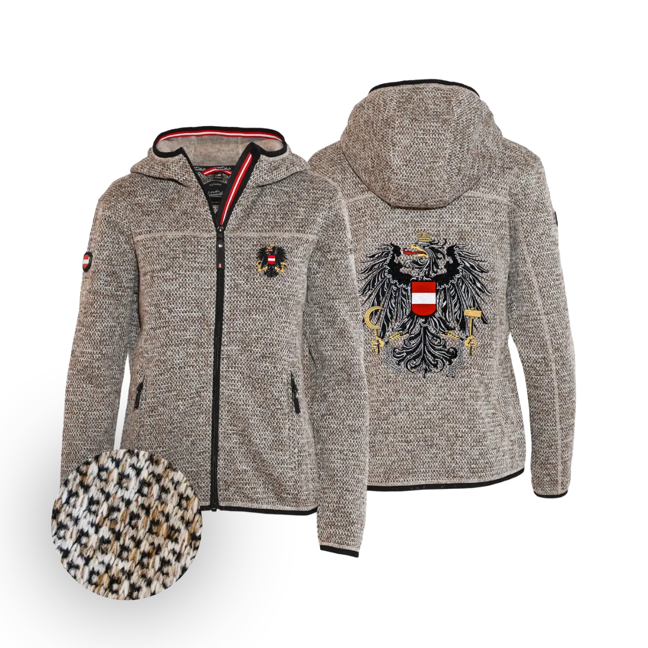 Österreich Kultjacke mit Kapuze - Strickoptik