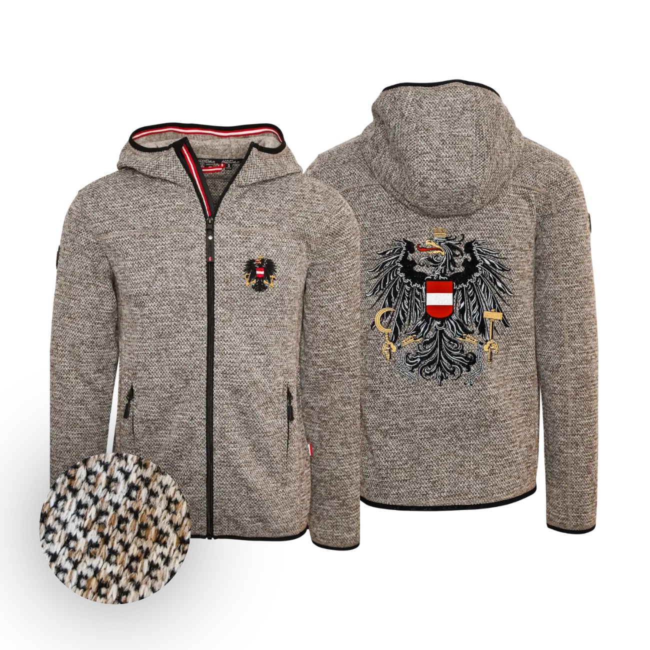 Österreich Kultjacke mit Kapuze - Strickoptik