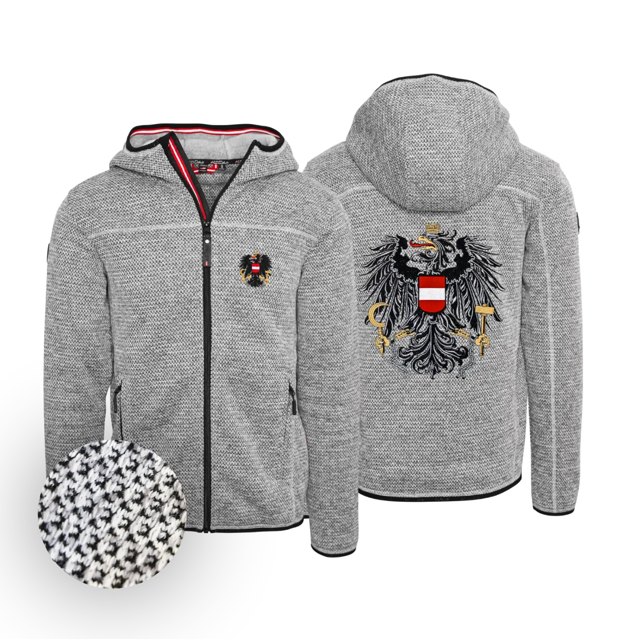 Österreich Kultjacke mit Kapuze - Strickoptik