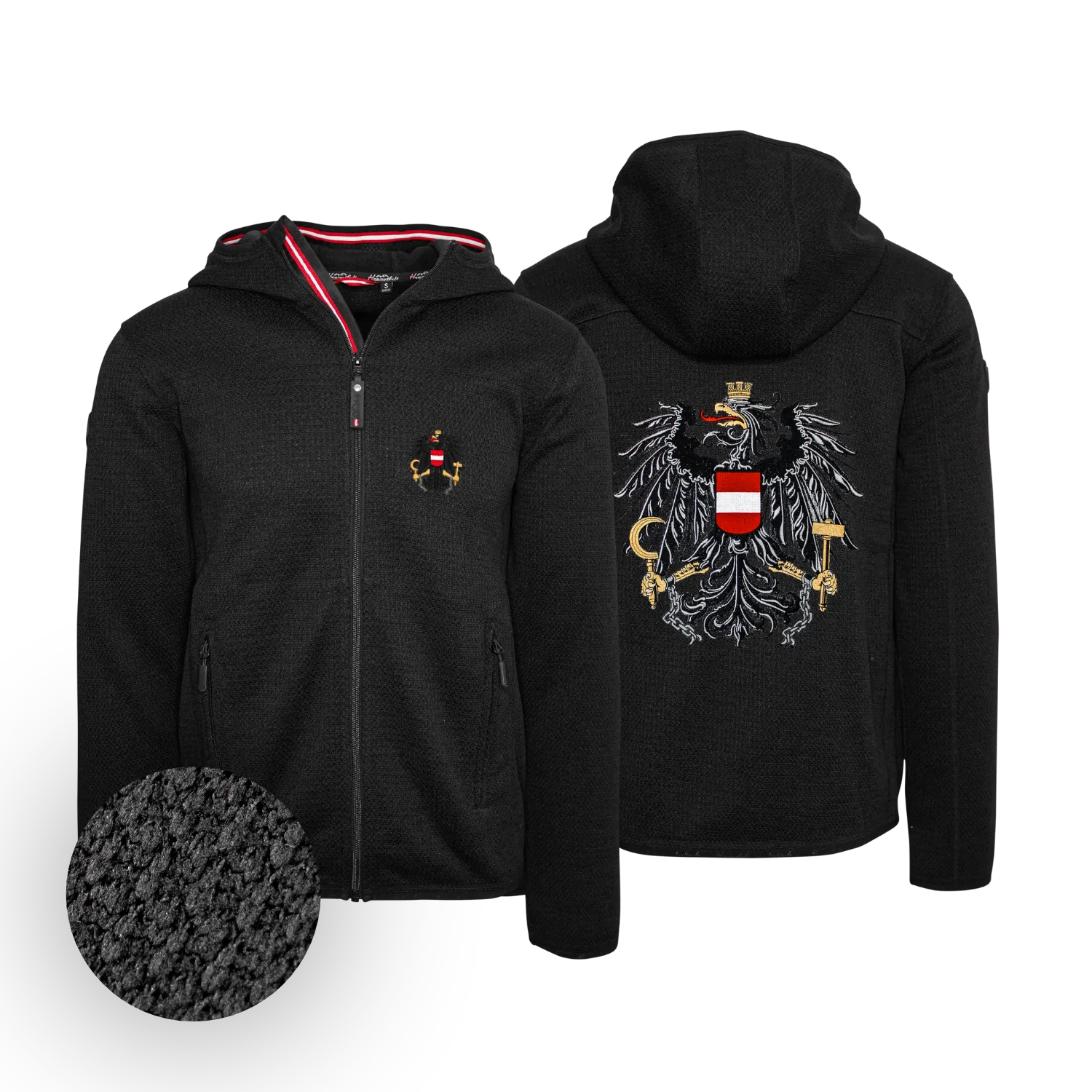 Österreich Kultjacke mit Kapuze - Strickoptik