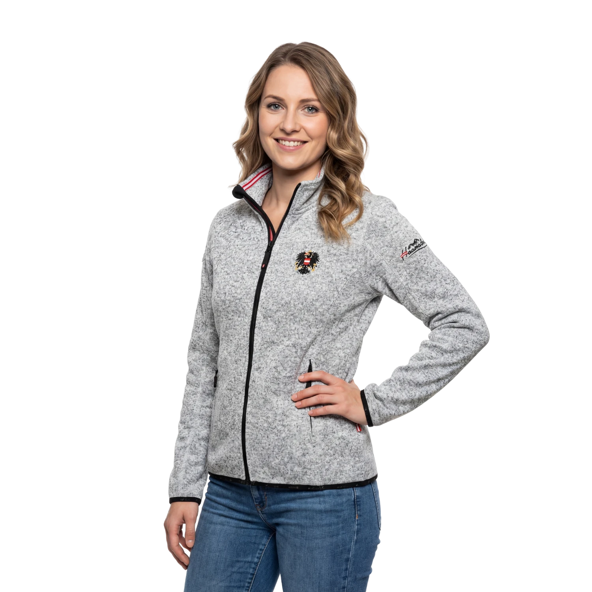Österreich Fleece Jacke hellgrau Damen #Farbe_Hellgrau