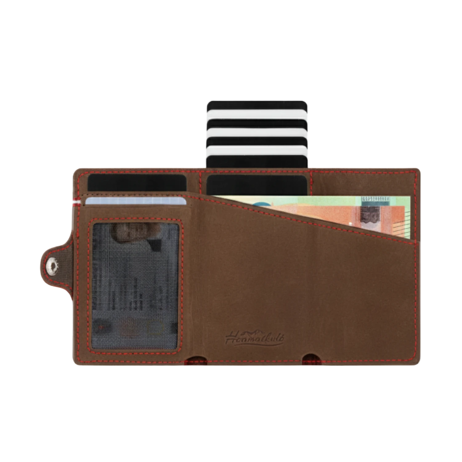 Österreich Geldtasche Karten Pop-up Vintage Braun #Farbe_Vintage Braun - Rot Kontrast