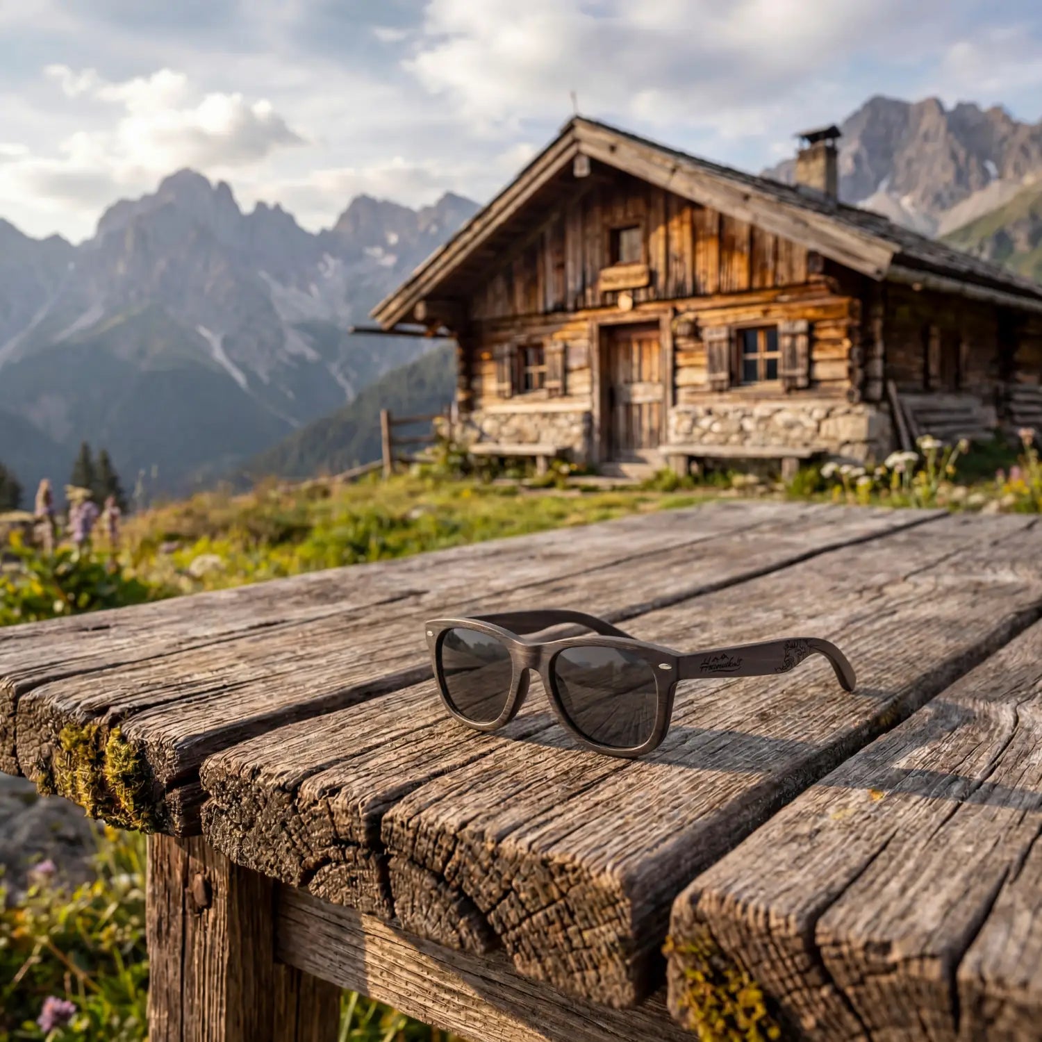 Österreich Holz Sonnenbrille schwarz