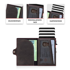 Adler Smart Wallet Bifold mit Karten-Pop-Up Funktion aus Echtleder