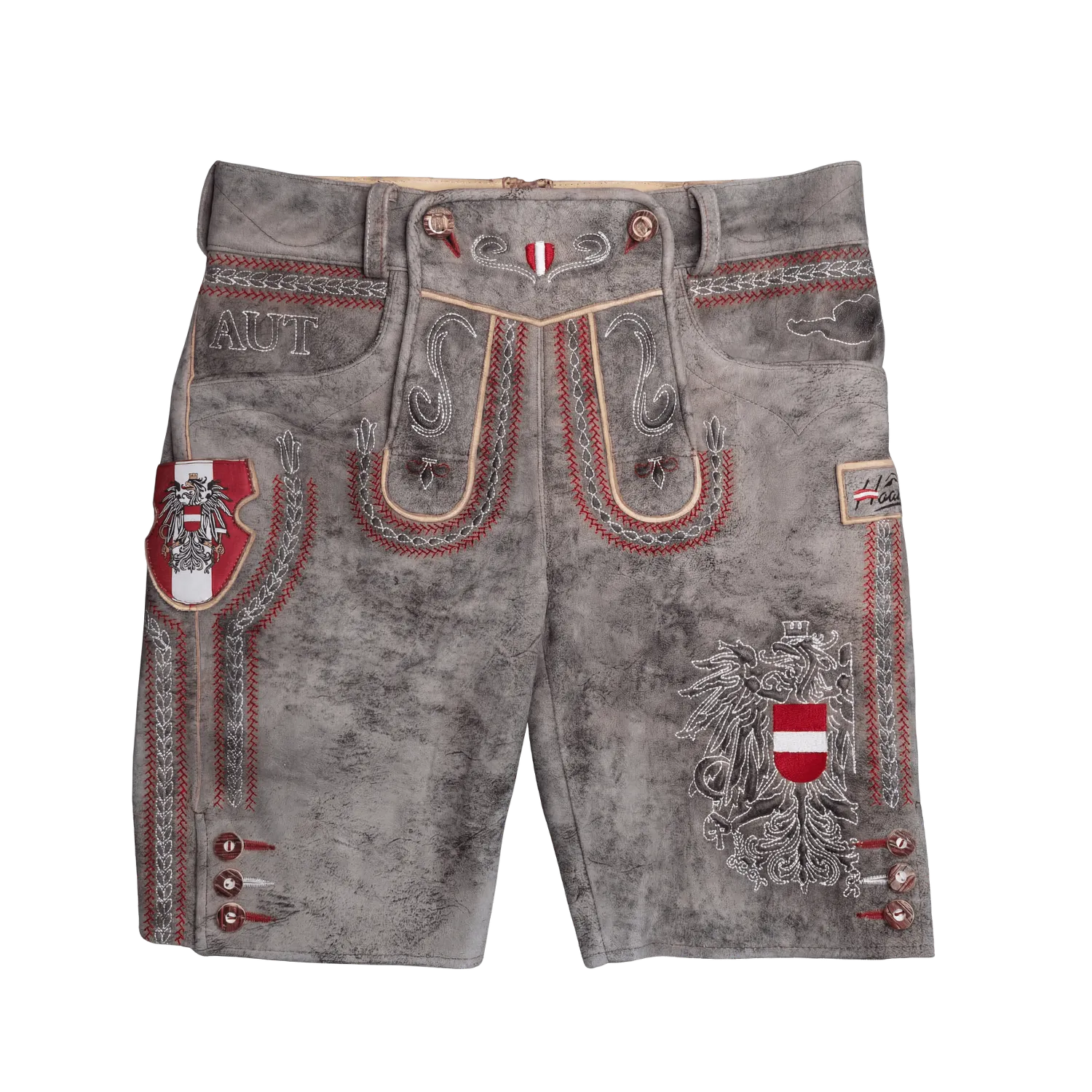 Kult Lederhose Österreich Adler - Vintage Grau