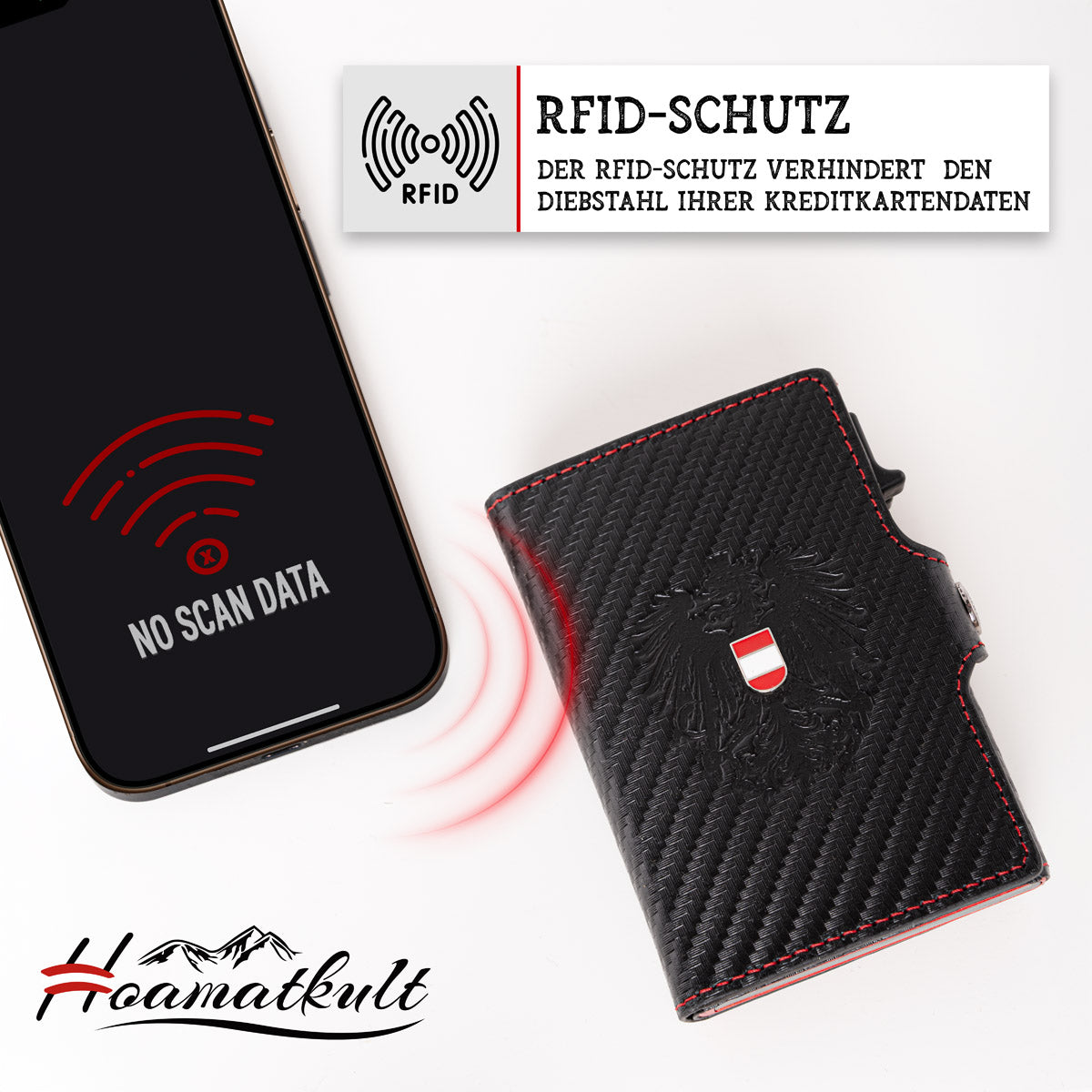 Österreich Slim Wallet Bifold Carbon Schwarz #Farbe_Carbon