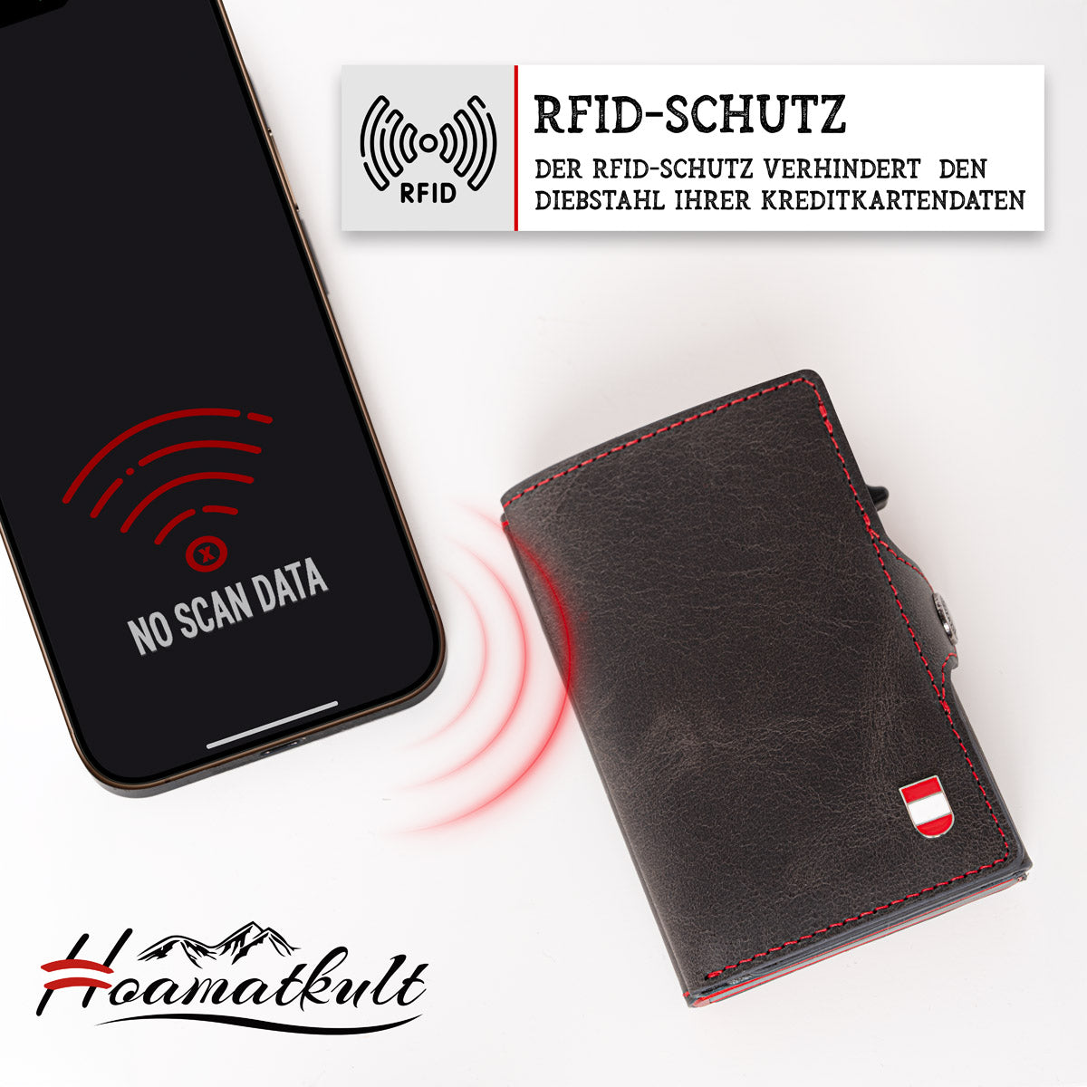 Österreich Smart Wallet schwarz #Farbe_Schwarz Leder