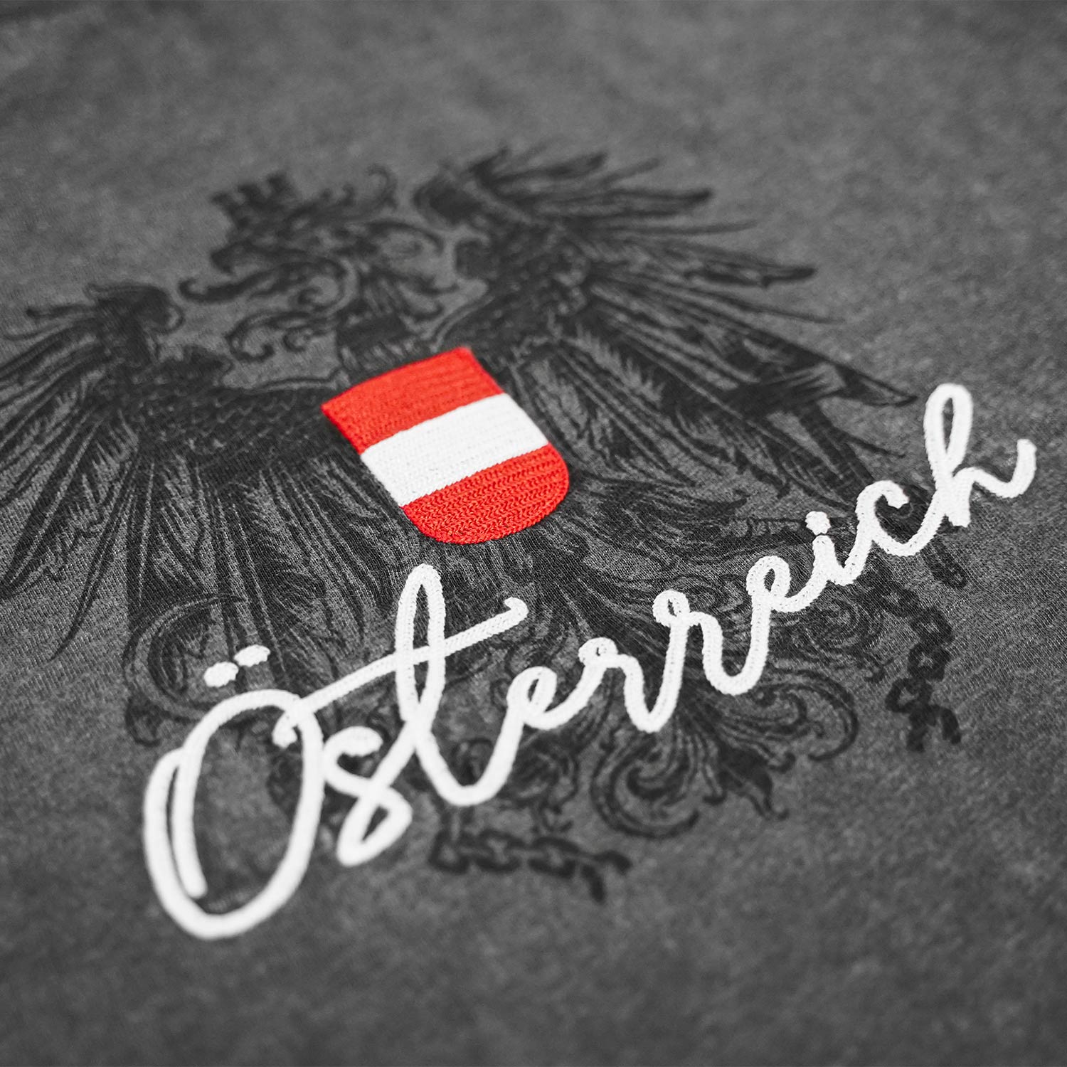 Österreich Stickerei Herren T-Shirt dunkelgrau