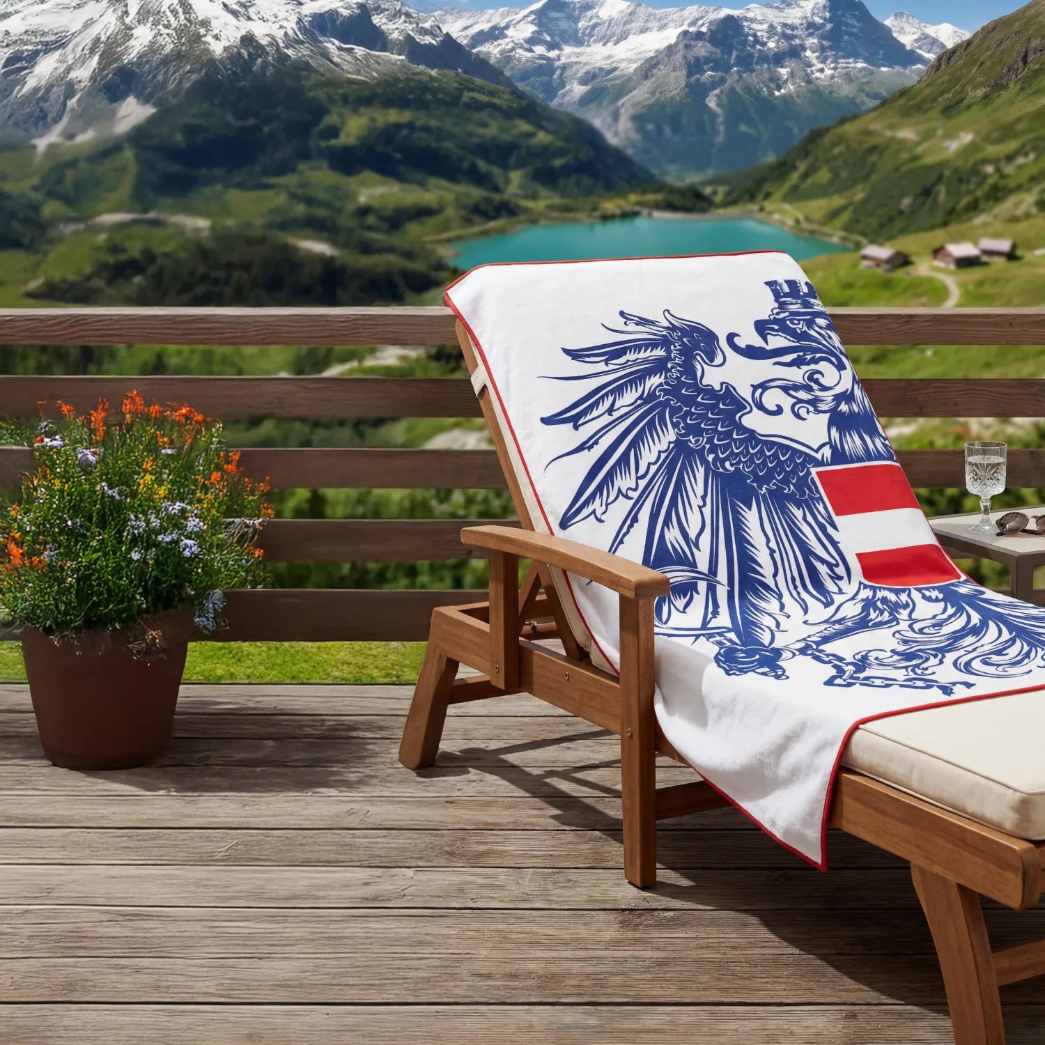 Mikrofaser Badetuch Österreich Adler - Hellblau