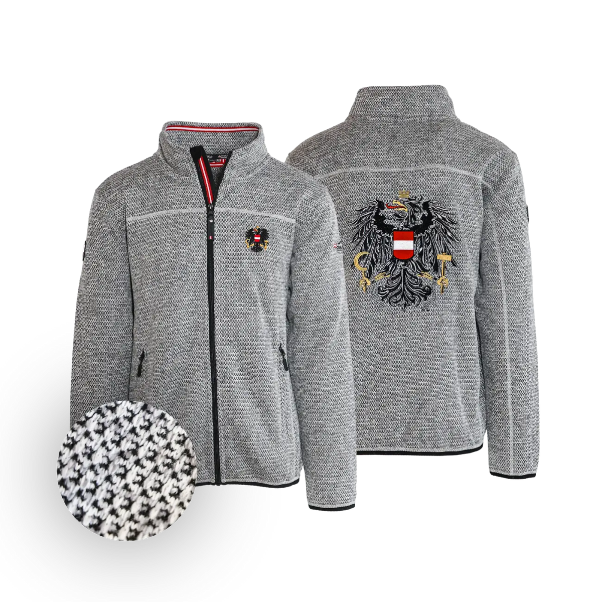 Österreich Trachten Fleece Weste hellgrau #Farbe_Grau-Strick
