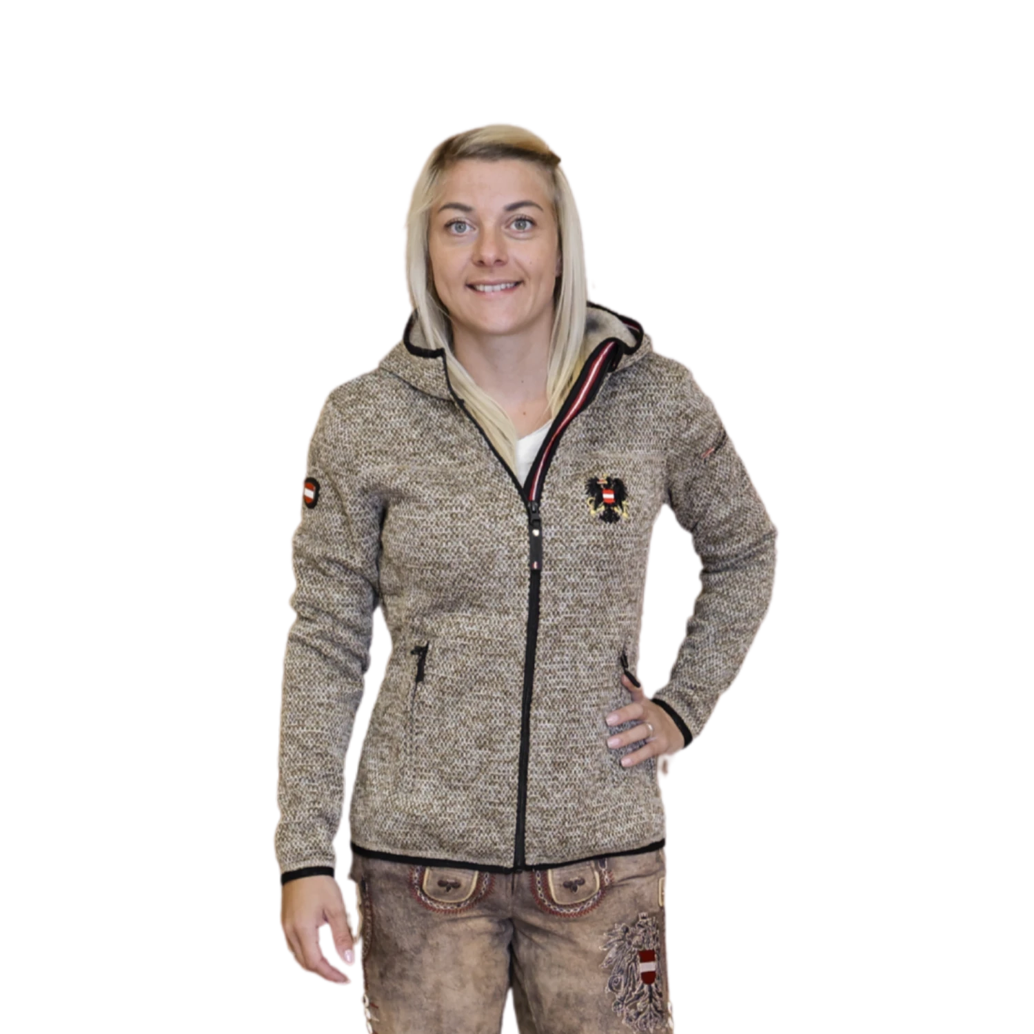Österreich Kultjacke mit Kapuze - Strickoptik