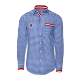 Österreich Trachtenhemd Herren Karo blau #Farbe_Blau-Kariert