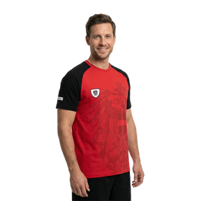 Österreich Adler Raglan T-Shirt Rot Schwarz Kontrast