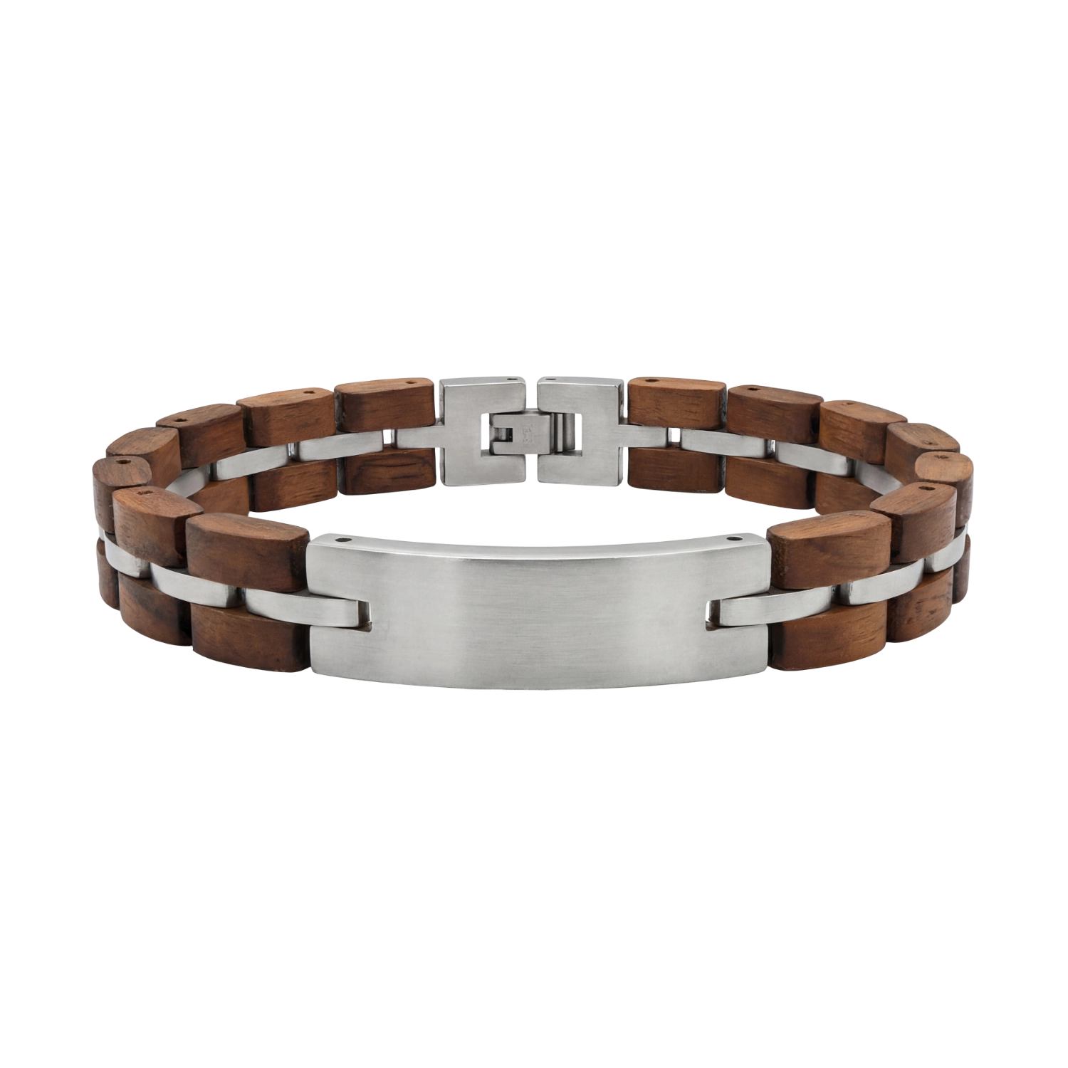 Personalisierbares Holzarmband Walnuss Edelstahl