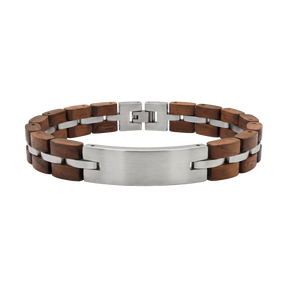 Personalisierbares Holzarmband Walnuss Edelstahl
