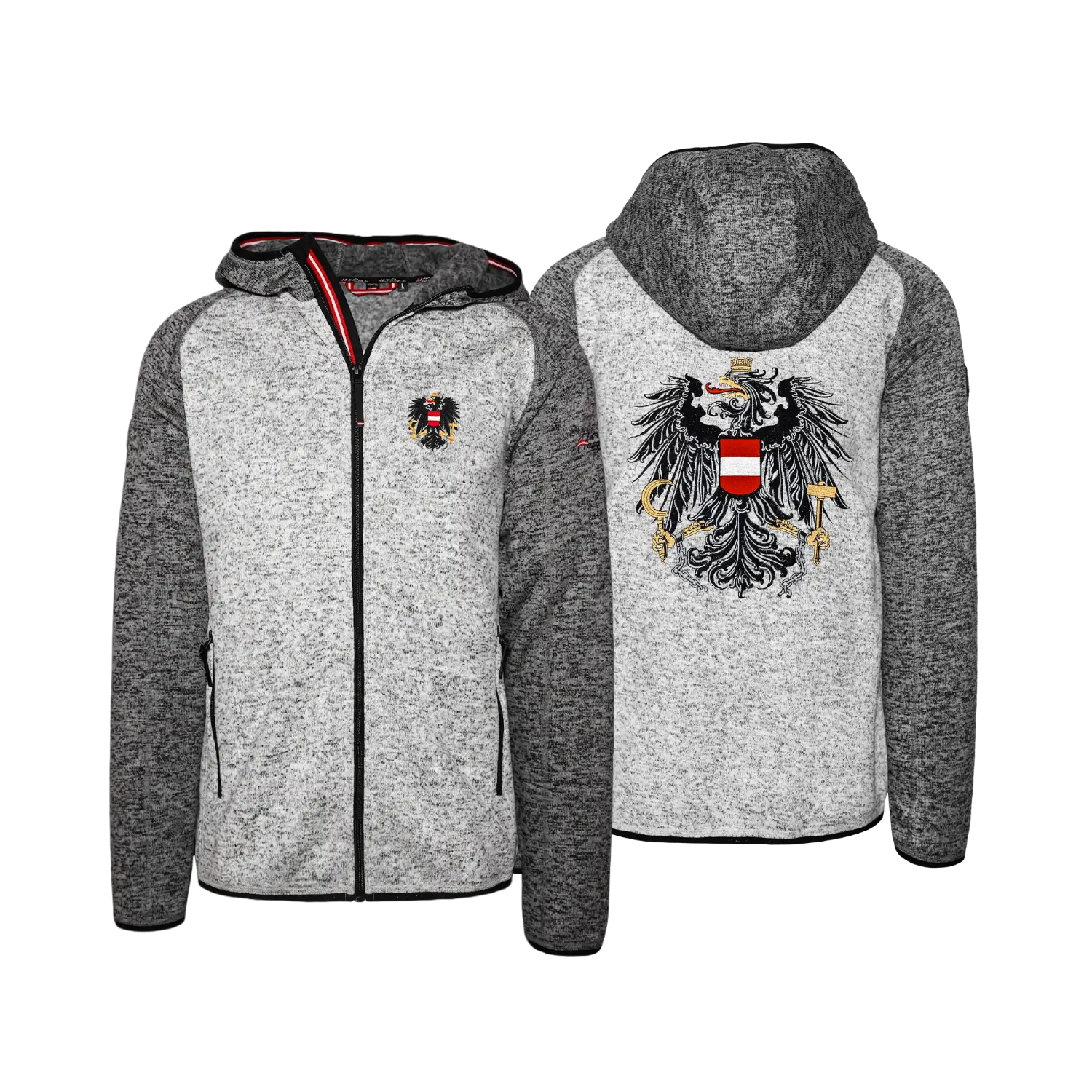 Österreich Raglan Kultjacke mit Kapuze - Kontrastoptik
