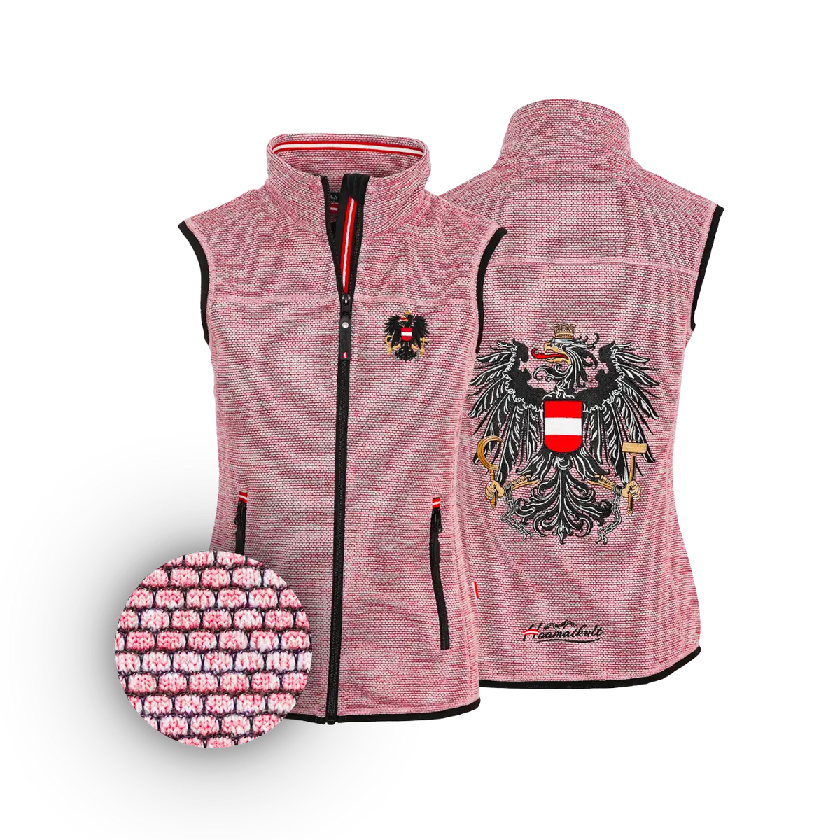 Rosa Damen Dobby Fleece Gilet Österreich Adler #Farbe_Rosa