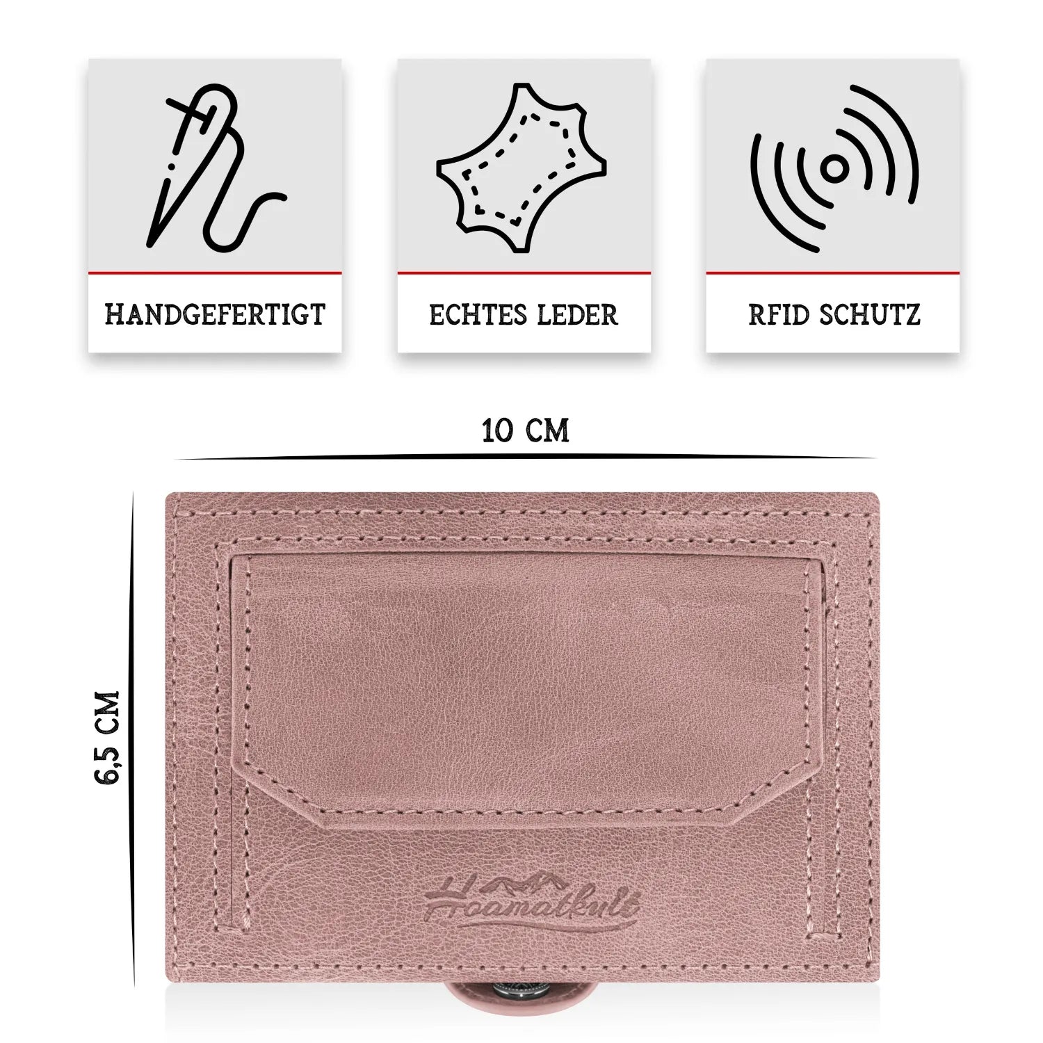 Adler Slim Wallet aus Echtleder mit Spiegel, Münzfach & RFID-Schutz