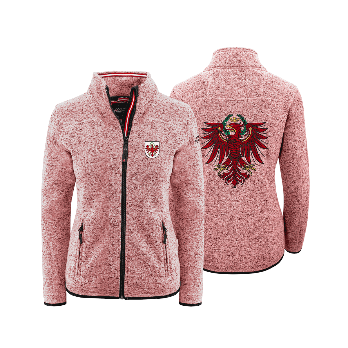 Rosa Fleece Jacke ohne Kapuze Damen Tirol Stick #Farbe_Rosa