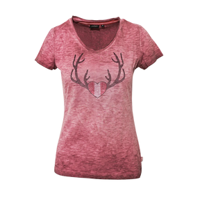Herz Geweih Glitzer T-Shirt - Rosa