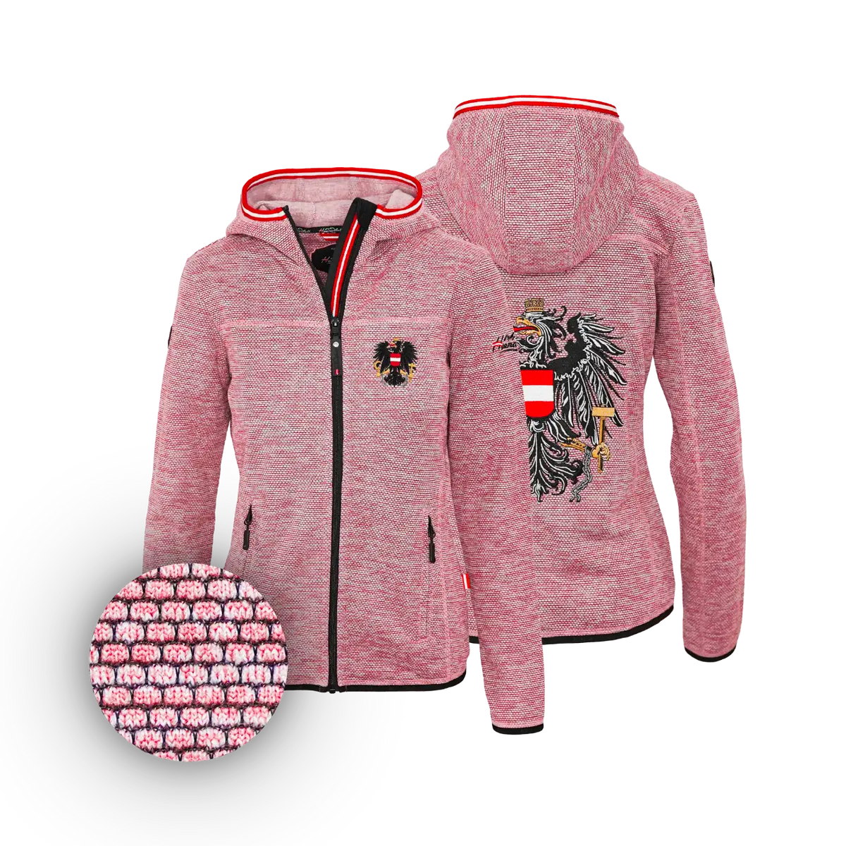 Rosa Österreich Adler Jacke Dobby Fleece Damen #Farbe_Rosa