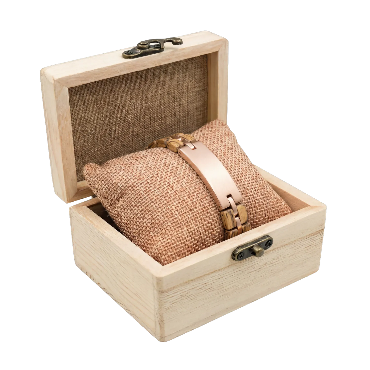 Rosefarbenes Holzarmband Lasergravur Geschenkbox