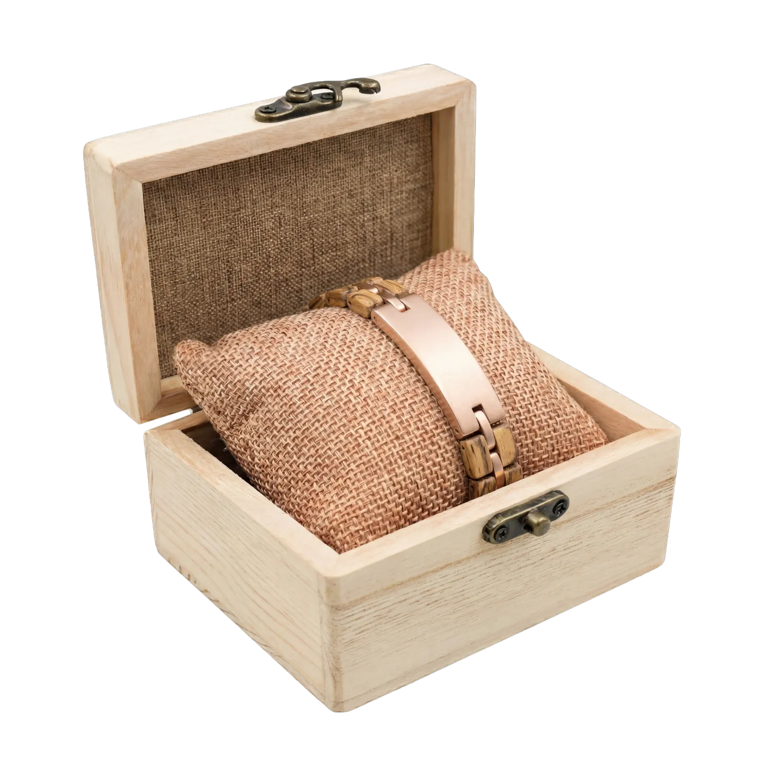 Rosefarbenes Holzarmband Lasergravur Geschenkbox