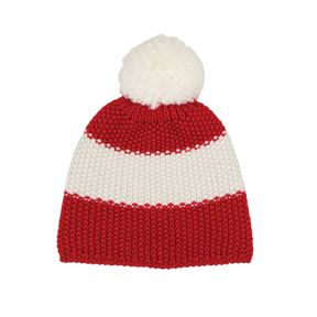 Rot-weiß-rote Strickmütze Winter