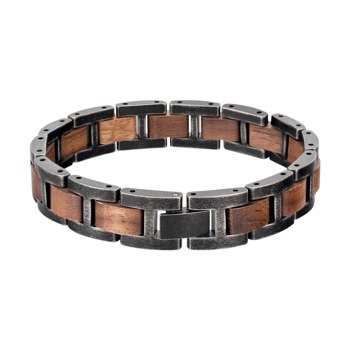 Rustikales Holzarmband Walnuss Edelstahl
