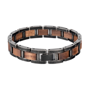 Rustikales Holzarmband Walnuss Edelstahl