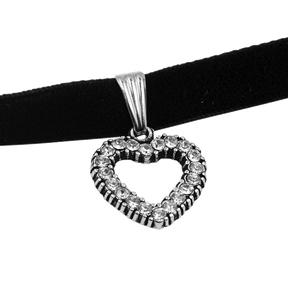 Herz Halskette mit Swarovskisteinen - Samtband