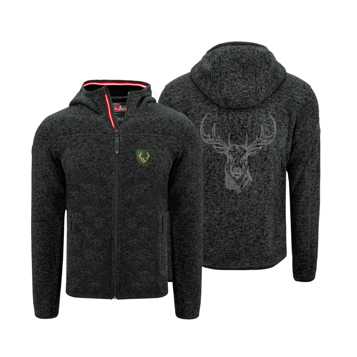 Schwarze Fleece Weste Hirsch Motiv #Farbe_Schwarz